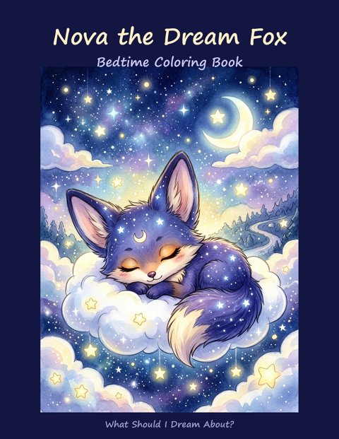 Nova the Dream Fox bedtime coloring book cover