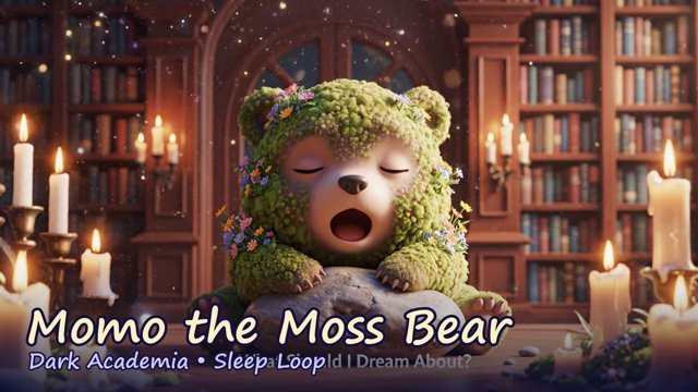 Momo the Moss Bear Dark Academia sleep video