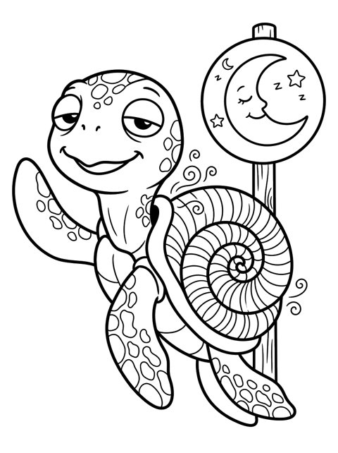 Free Coral the Sea-Song Turtle printable coloring page