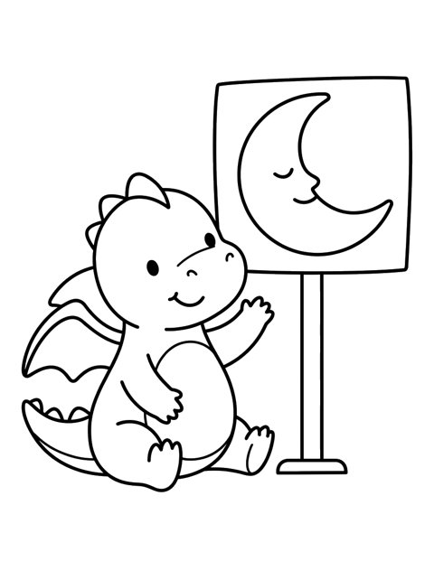 Free Ember the Night-Light Dragon printable coloring page