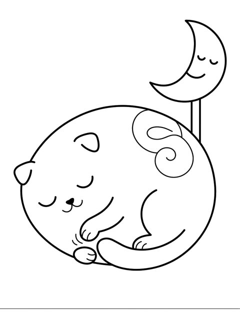 Free Mochi the Dumpling Cat printable coloring page