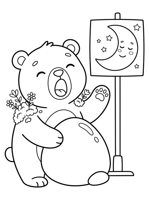 Free Momo the Moss Bear printable coloring page
