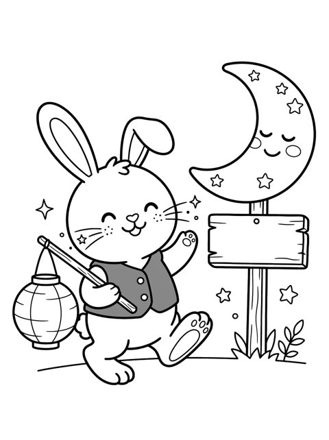 Free Pip the Lantern Bunny printable coloring page