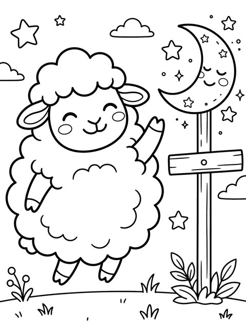 Free Puff the Cloud Sheep printable coloring page