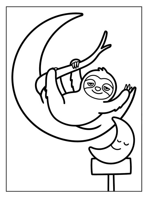 Free Tuck the Pocket Sloth printable coloring page