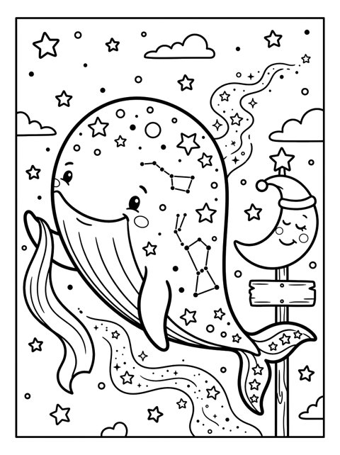 Free Willow the Star Whale printable coloring page