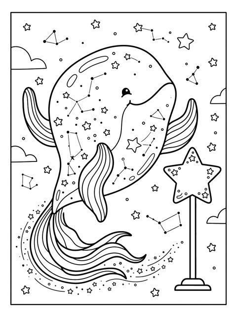 Free Willow the Star Whale printable coloring page